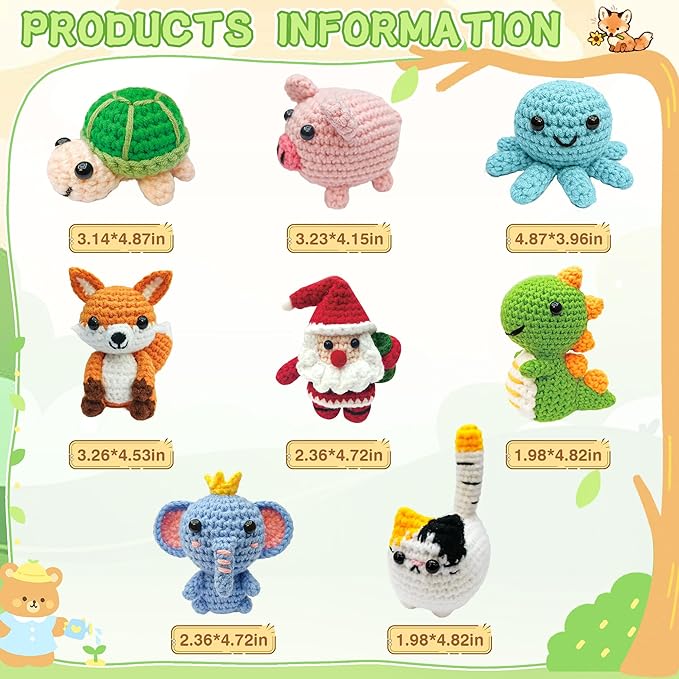 klriuliy 8PCS Crochet Kit for Beginners, 2026 Chrismas Halloween Knitting Kit with Step-by-Step Video Tutorials, Beginner Crochet Kit for Adults