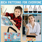 10 Set Pre Drawn Canvas Bags for Women DIY Tote Bags Paint Kit with Paintbrushes, Paints, Apron, Palette for DIY Party