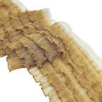 1 Yards Brown Pleated Lace Chiffon Fabric Elastic Lace Trim for Wedding Bridal Dress Decoration DIY Sewing Clothing Decoration, 6 Inch