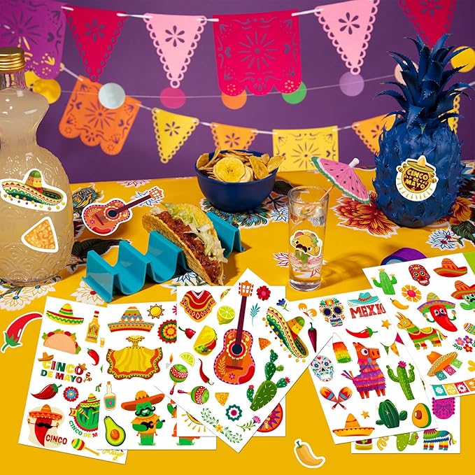 Cinco De Mayo Stickers for Kids, 236Pcs Funny Mexican Fiesta Stickers for Mexican Taco Party Favors Boys and Girls Gifts