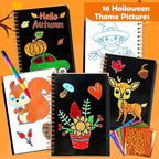 FUNNYB&G Foil Art Craft Activity for Kids - Thanksgiving Crafts Gift Bags for Kids Autumn Harvest School Party Favors Birthday Gifts Goodies Stuffers for Girls Boys 4 5 6 7 8 9 Years Old(Thanksgiving)
