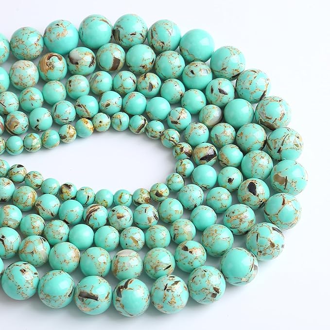 4MM 86PCS Peacock Blue Shell Turquoise Spacer Loose Beads for Jewelry Making DIY Bracelet Necklace