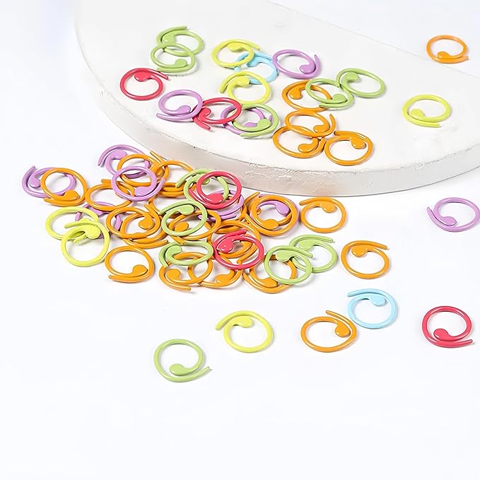 Wonafa 30pcs Spiral Stitch Markers for Knitting & Crochet, Metal, Adults