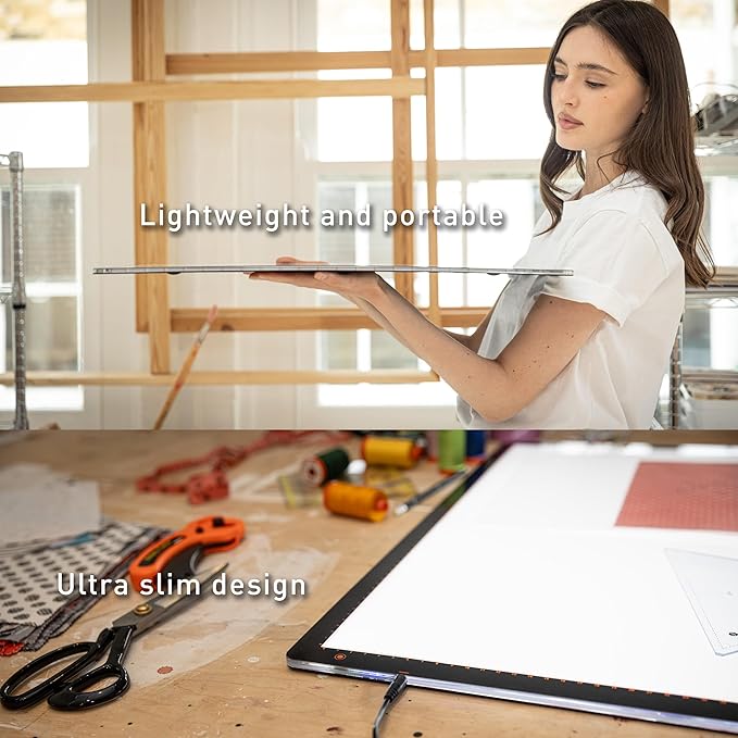 Daylight Wafer 3 Light Pad (A2+) Dimmable with Memory Function, Perfect for Tracing, Sketching, Scrapbooking and Other Craft Projects,18X23.5 inches, Black