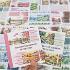 40 Sheets Pre-Cut PET Washi Sticker Books for Scrapbooking, Garden and Country Road Theme Decorative Background Scrap Book Stickers for Journaling, Junk Journal Supplies, Collage