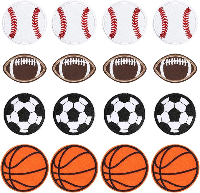 36pcs Ball Sports Iron On Patches Basketball Football Baseball Soccer Embroidered Sew On Applique Repair Patch DIY Crafts for Clothing Jacket Jeans Pants Dress Backpack Hat