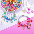 100 Pieces 14mm European Large Hole Spacer Beads Mix Color with Silver Brass Cores Assortments Charm Lampwork Beads Supplies for Necklace Bracelets Jewelry Making (Built-in Glitter Beads)