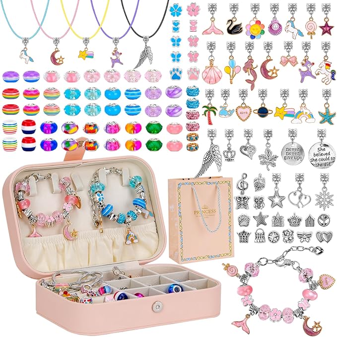 Hysagtek Jewellery Making Kit - Bracelet Making Kit 120 Pcs DIY Women Charm Bracelet Making Bracelets for Women Beads Necklace kit Jewelry Making Charm Pendants Craft with Box