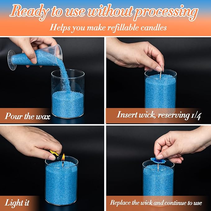 Sukh Blue Candle Sand with Wick - 430G(0.94lb) Sand Candle with Wicks Refillable Candles for Weddings, Parties, Halloween, Christmas