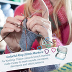 Wonafa 50Pcs Heart-Shaped Metal Stitch Markers,Metal Colorful Crochet Stitch Markers,with Storage Box for Crocheting Clothing Tag DIY Craft Project (Heart-Shaped-50Pcs)