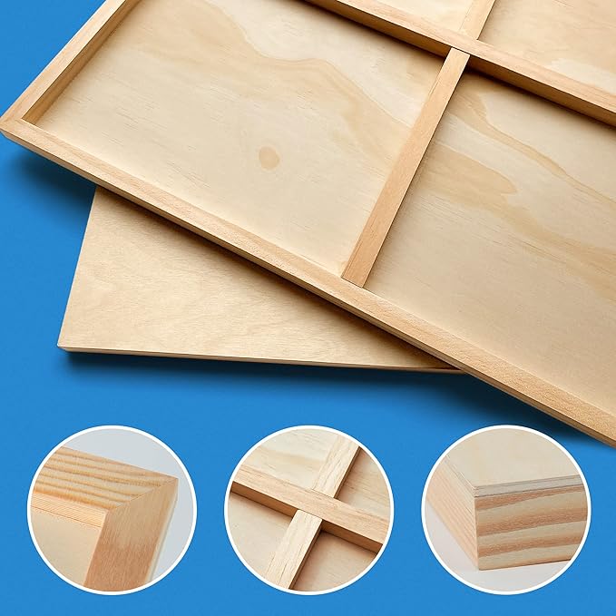 Falling in Art Unfinished Birch Wood Panels Kit for Painting, Wooden Canvas 2 Pack of 20”x24” Studio 3/4” Deep, Cradle Boards for Pouring, Art, Crafts, Burning and More