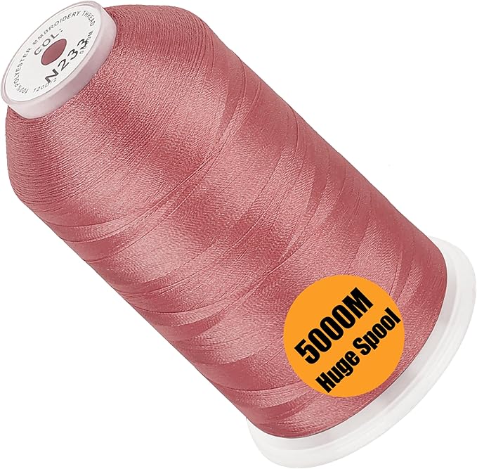 New brothread - Single Huge Spool 5000M Each Polyester Embroidery Machine Thread 40WT for Commercial and Domestic Machines - Salmon Pink (Janome Color)
