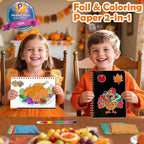 FUNNYB&G Foil Art Craft Activity for Kids - Thanksgiving Crafts Gift Bags for Kids Autumn Harvest School Party Favors Birthday Gifts Goodies Stuffers for Girls Boys 4 5 6 7 8 9 Years Old(Thanksgiving)