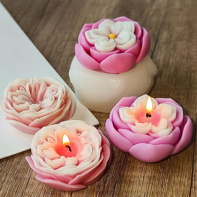 2 Pack Flower Soap & Candle Mold - Silicone 3D Molds for Candy & Home Decor - Resin Casting & Making Molds