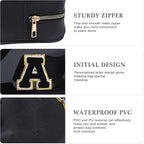 YOOLIFE Initial Makeup Bag Travel Toiletry Bag Clear Makeup Bag Cosmetic Bags Travel Essentials Gifts for Girls Teen Girlfriend Teacher Birthday Birthday Gifts for Kids Black Graduation Gifts A