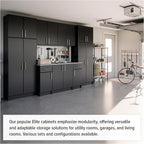 Prepac Elite Tall Garage Storage Cabinet & Pantry Storage Cupboard, 2-Door Freestanding Bathroom or Pantry Cabinet with Adjustable Shelves, 16" D x 32" W x 65" H, Black