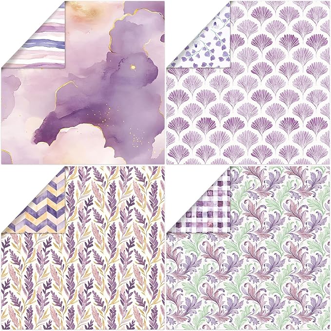 Scrapbook Paper 12x12, Double-Sided Textured Scrapbooking 24 Sheets/24 Designs, Patterned Craft Paper for Junk Journals Greeting Cards Album Decoration