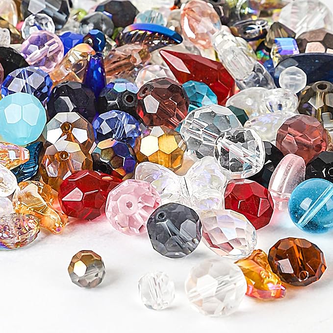 Mystery Mix Glass Beads Bulk - Assorted Crystal Beads for Jewelry Making, DIY Bracelets & Crafts, Half Pound Surprise Pack
