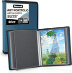 Dunwell Art Portfolio 9x12 Folder (Blue), Black Mounting Paper, Portfolio Binder for Artwork, 9 x 12 Art Folder, 24 Pockets Display 48 Pages, Acid-Free Poly Presentation Book