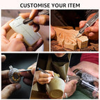 Gekeey Electric Engraving Pen, Cordless Rechargeable Mini Rotary Tool with 42 Bits, Aluminum Body, Variable Speed, Portable Engraver Pen for Metal Wood Glass and Plastic, Brown