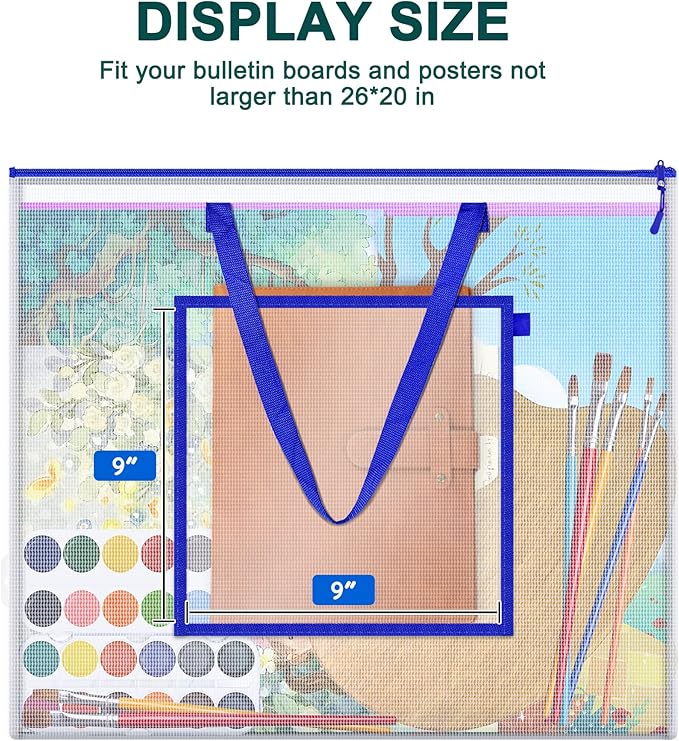 Large Poster Storage Bag, 25" x 19" Art Portfolio Bag with Pocket for Poster, Cutting Mats, Scrapbook, Keepsake - Waterproof Art Bag for Classroom Home Office Outdoor