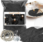Candle Sand Wax with Wicks and Wick Tabs- 450g DIY Black Pearled Candle Wax, Refillable Pearled Sand Candles with Wicks, for Making Candles for Halloween, Party
