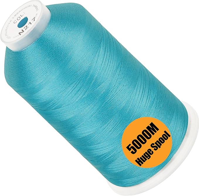 New brothread - Single Huge Spool 5000M Each Polyester Embroidery Machine Thread 40WT for Commercial and Domestic Machines - Sky (Janome Color)