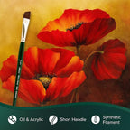 Silver Brush Limited 2506-1/2 Ruby Satin Angle Paintbrush for Oil, Acrylic, and Heavy Body Paints, Size 1/2 Inch, Short Handle