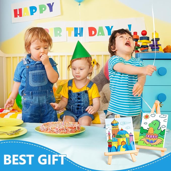 ESRICH Stretched Canvas for Painting 5x7, 28 Pack Small Canvases 5/8" Profile Primed Acid-Free Blank Canvas for Kids & Artists