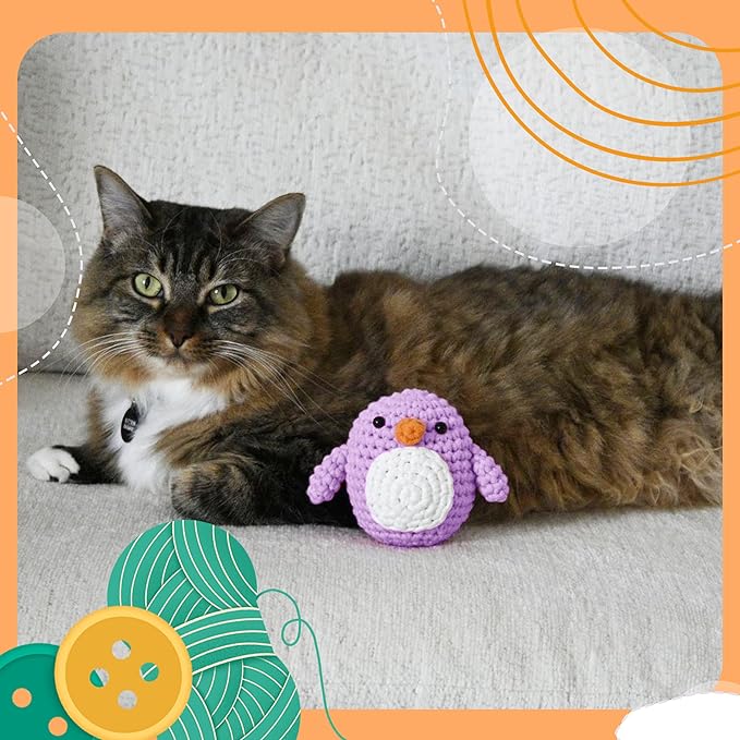 Penguin Crochet Kit | for Beginners, Couples, Date Night, Kids, Adults, Anime, & Animal Lovers | DIY Gift Kit | Instructions, Yarn, Hook, Pattern, Video & Written Tutorial | Arts & Crafts for Adults