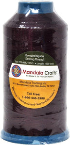 Mandala Crafts Bonded Nylon Thread Burgundy Heavy Duty Sewing Threads - 1500 YDs Size 69 210D T70 Tex 70 Thread for Leather Jeans Weaving Outdoor Marine Upholstery Threads