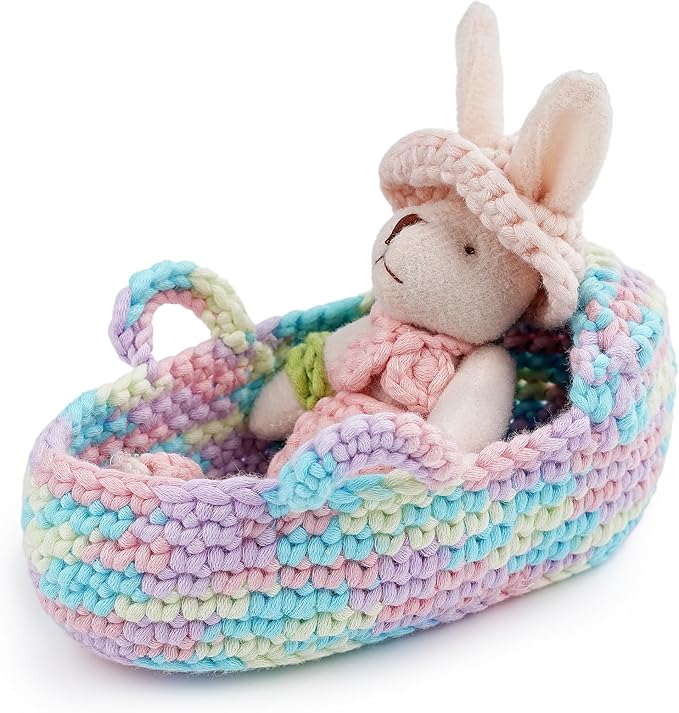 LetCartMaker Beginners Crochet Kits with Easy Peasy Yarn - Step-by-Step Video Tutorials - Starter Set with Hook, Guide, Yarn & Accessories (Rabbit in Basket)