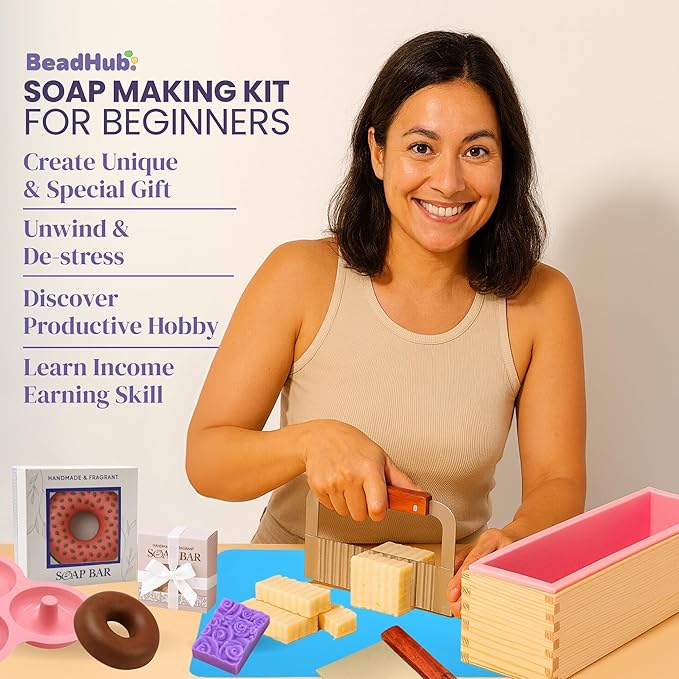 Soap Making Kit for Beginners | 6LBS Melt & Pour Soap Base - Shea Butter, Clear Glycerin & Goat Milk, All-in-one Soap Kit w/Molds, Fragrances, Colors, Soap Making Tools & Supplies for Adults (Deluxe)