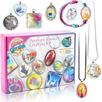 Glittery Garden Girls Jewelry Making Kit. Best Necklace Pendant & Bracelet Crafting Set with Glass Beads & Charms. Fashion Accessories, Arts Crafts Supplies. Birthday Gift