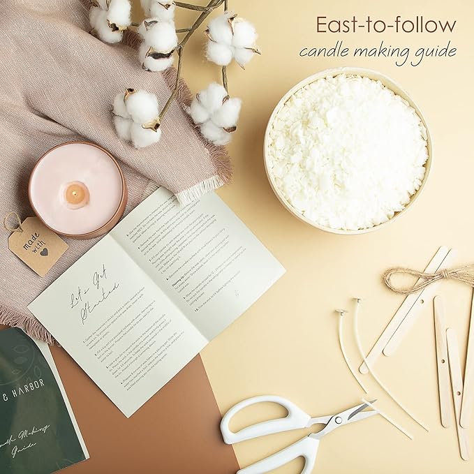 Hearth & Harbor Organic Soy Candle Wax for Candle Making, 2 lbs Natural Candles Making Supplies, Beeswax-Free, Paraffin-Free, Pure Soy Wax Flakes Perfect for Candles, Tealights and Melts