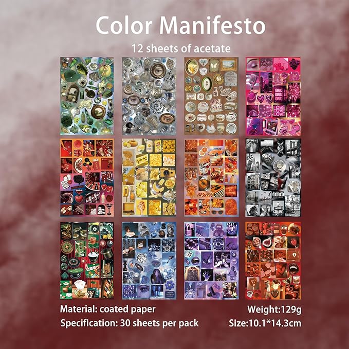 Y2K Sticker Book for Scrapbook & Journaling Supplies - 30 Sheets Vintage Travel Stickers with Glossy, Matte & Textured Finishes | Junk Journal Kit, Ephemera, Collage DIY