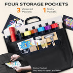 JusArt Art Portfolio Bag, 24x36 Light Weight Portfolio Folder Case with Adjustable Shoulder Strap, Leather Corners, Waterproof Art Bag for Artists and Students for Artwork, Poster, Sketching, Drawing