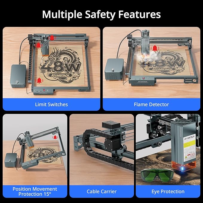 ATOMSTACK 48W Laser Engraver, A40 PRO V2 Laser Cutter with Auto Air Assist, Bulk Engraving Cutting High Accuracy Laser Engraving Machine for Wood, Stone, Metal, Acrylic, Leather, Jewelry