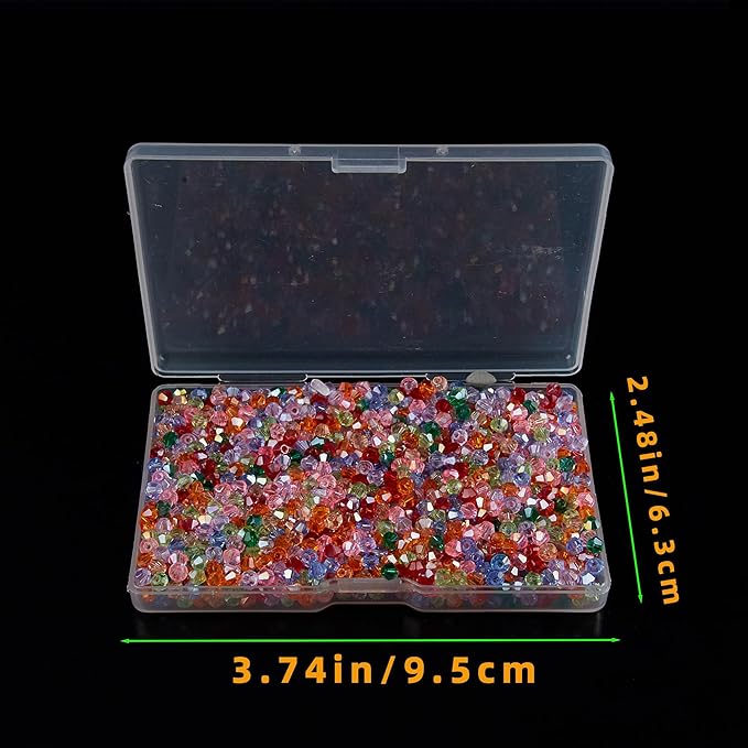 1200PCS 3mm Bicone Crystal Glass Beads for Jewelry Making, Sparkling Mini Beads for Suncatchers, DIY Bracelets & Craft Projects (Multicolored)