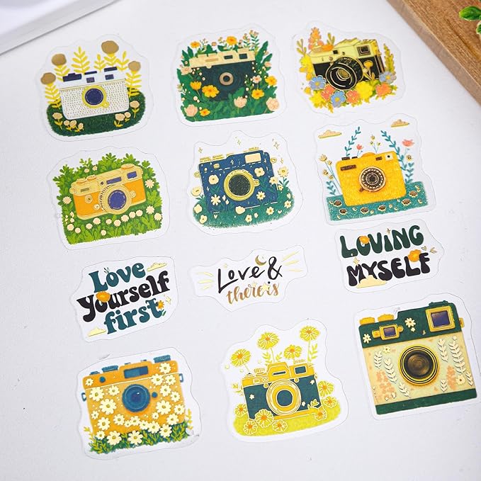 TIAMECH Holiday Facts PET Stickers - 180 Pcs Flower Shop Swimming Pool Girl Cat Design, Waterproof Sticker for Journaling & Scrapbooking, Junk Journal Supplies, Ephemera & DIY Crafts