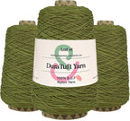 And-et DuraTuft Yarn 45 Vibrant Colors Tufting Nylon Yarn Pack - Ideal for Crochet, Craft Projects -100% B.C.F. - 3 Cones x 1.66lbs -180yards -Perfect for Rug Weaving and Knitting (39 Olive)