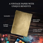NomadCraftsCo. Blank Vintage Handmade Deckled Edge Paper | 75 Sheets of Recycled Cotton Papers, Perfect Sheet for Any Medium, Blank Watercolor Paper Cards, 150 GSM Thick & Acid-free Antique Paper