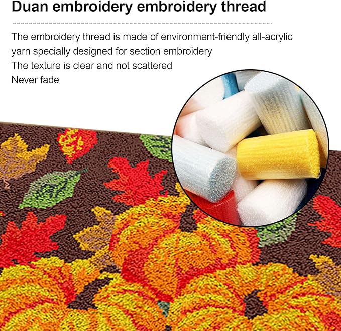 kingsea Latch Hook Kit for Thanksgiving DIY Crochet Yarn Rug with Pattern Printed Latch Hook Rug Kit for Teen, Latch Hook Kit for Beginners, Pumpkin, 20" x 15"