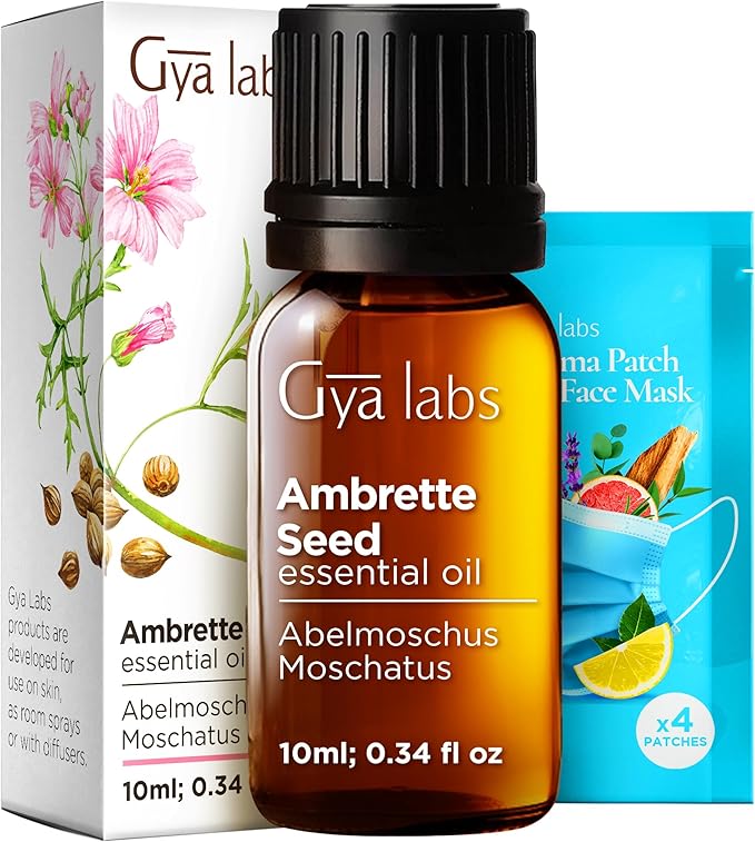 Gya Labs Ambrette Seed Essential Oil - 0.34 Fl Oz - for Hair, Skin, Diffuser, Aromatherapy & DIY Candle Making Scent