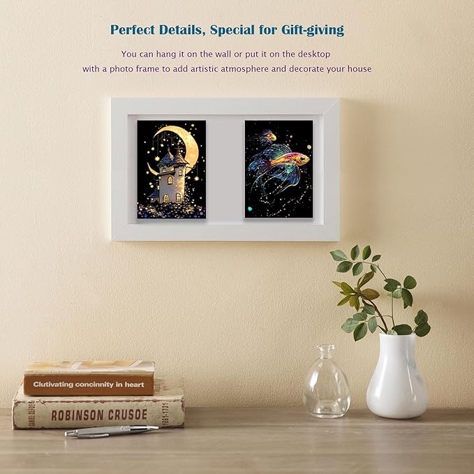 Scratchboard Art for Adult Luminous Scratch Painting Kits, A5 Scratch Art Rainbow Painting Paper 8 Sheet with 4 Tools, Scratchboard for Teens & Adults, Fun Creative Craft Toy/Gifts/Decor, Dreams