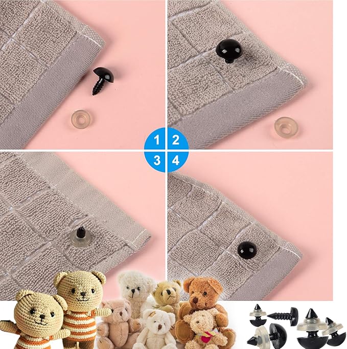 Yexixsr 566PCS Safety Eyes for Amigurumi, Various Sizes Crocheting Safety Eyes and Noses with Washers, for Teddy Bear, Stuffed Doll, Crochet Toy and Plush Animal