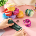 FASHEWELRY 1.5 OZ Wool Felting Set for DIY Craft, Nature Wool Roving Needle Felt Wool Roving for Needle Felting Hand Spinning DIY Craft Materials (9 Colors)