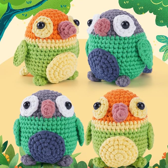 CrochetBox Crochet Kit for Beginners - Love Birds Starters Crochet Kit, Beginners Crocheting Kitting for Adults Teen, Gifts with Crochets Yarns, Hook, Step-by-Step Video, Instruction