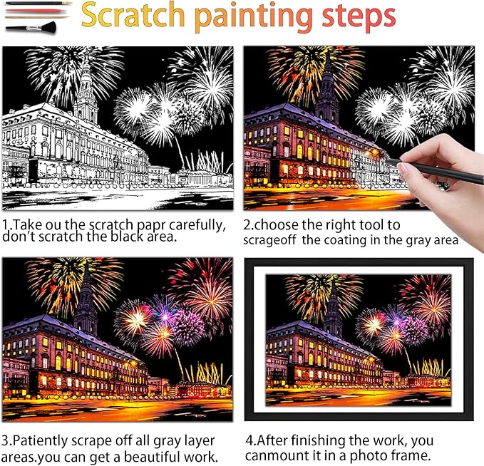 Scratch Art Book for Adults,Scratch Painting Foil for Adults，Scratch and Sketch City Landmarks Books,Colorful City Series Scratch Art 12 Pas by Iskueal(Timbuktu Parliament and City Center)