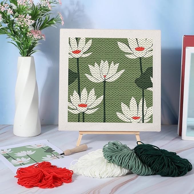 Gylreus 16 Pcs 4 Sets Stretcher Bars for Needlework Wooden Canvas Stretcher Bars 10 Different Size Combinations Embroidery Stretcher Bars for Cross Stitch Frame Set with Thumbtack and Remover Tool